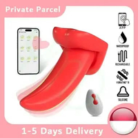 APP Remote Control Lidah Buatan Menjelat Mainan Dewasa Wanita 9 Frekuensi Red