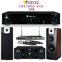 【金嗓】K1A+OKAUDIO DB-8AN+ACT-869+SK-500V(6TB點歌機+卡拉OK綜合擴大機+無線麥克風+落地型喇叭)