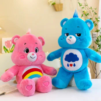 MINISO Anime Rainbow Bear Plush Pillow Doll Cartoon Soft Plushie Ragdoll Home Decoration Ornaments Children Plush Toy Girl Gifts