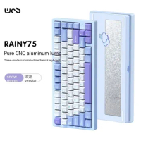 Wob Rainy75 Mechanical Keyboard Cnc Aluminum Alloy Rgb Hot-swap Wireless Tri-mode Bluetooth Usb Gasket Gamer Pc Gaming Keyboard