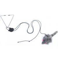 Cat Interactive Toy Cat Toy Filled Mouse Toy Hanging Door Telescopic Cat Grab Rope Mouse Kitty Stick Pet Supplies