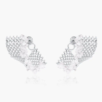【Olivia Yao Jewellery】編織風 個性時尚 品牌設計款 赫基蒙水晶銀色編織耳環(Adamas Collection)