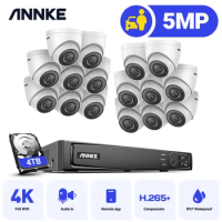 ANNKE 5MP H.265+ 16CH PoE Network Video Security System 16X IP67 Waterproof Outdoor POE IP Cameras Plug &amp; Play PoE Camera Kit