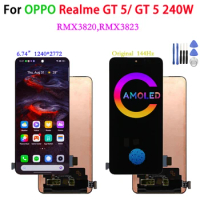 Original AMOLED For Oppo Realme GT 5 GT 5 240W RMX3820 RMX3823 LCD Display Screen+Touch Digitizer Fo