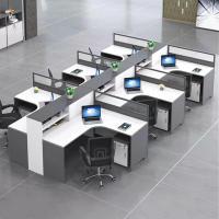 職員辦公桌簡約現代2/4/6人工位屏風卡座辦公室桌椅組合辦公家具