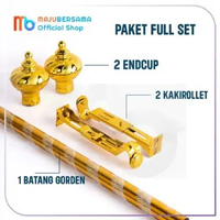 Batang Besi Gorden Premium Full Set / Tiang Tirai Gorden Panjang / Batang Rel Gorden Aluminium 75CM 