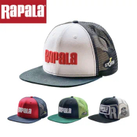 RAPALA Embroidered Fishing Hat Flat Brim Hat Men's Mesh Back Women's Adjustable Baseball Truck Hat Snapback Golf Hat