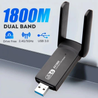 1800Mbps WiFi 6 USB Adapter Dual Band 2.4G/5Ghz Wireless WiFi Receiver USB 3.0 Dongle Network Card For Laptop PC Win 10/11