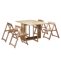 【RICHOME】芭特菲北歐風實木折疊收納餐桌椅組(1桌4椅)