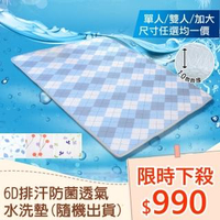 【早鳥限時】6D排汗防菌透氣水洗墊-單/雙/加大-均一價-款式隨機出貨(降溫涼墊省電支撐床墊空氣床墊可水洗)