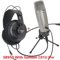Samson SR950 with Samson C01U Pro Studio Reference Monitor Headphone Dynamic Headset Closed Ear Design for recording music