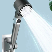 Square High-pressure Shower Head 3 Modes Adjustable Spray with Massage Brush Filter Rain Shower Faucet Bathroom Accessories