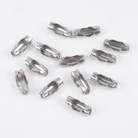 50Pcs/Lot 1.5 2.0 2.4 3.2mm Stainless Steel Ball Chains Connector Clasps End Beads Crimp For DIY Jewelry Making Finding Supplies
