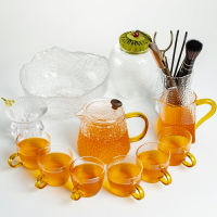 日式簡約玻璃茶具套裝家用辦公煮茶器透明帶把功夫茶具泡茶壺
