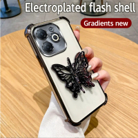 Plating Shockproof 3D Butterfly Phone Holder Phone Case For Tecno Spark GO3 GO1 1S GO 2025 2024 Spar