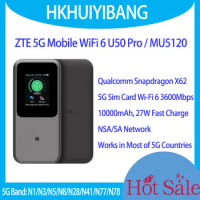 Unlocked ZTE 5G Portable WiFi U50 Pro 10000mah 27W Fast Charge WiFi 6 3600Mbps Mobile Hotspot 5G Router Sim Card Slot MU5120