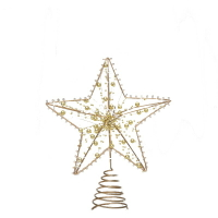 新款圣誕樹頂星裝飾品鐵藝五角星裝飾星星圣誕樹發光頂部燈裝飾