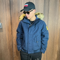 美國百分百【全新真品】Timberland 羽絨 外套 夾克 TIM 保暖防寒 刷毛帽沿 厚外套 深藍 BM07