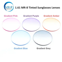 1.61 MR-8 Super Tough Gradient Tint HMC Anti-UV Prescription Glasses Optical Sun Lens Ideal For Trimming Rimless Glasses Lenses