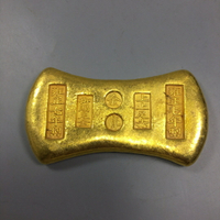 復古純黃銅鎏金做舊 金元寶雍正七年足赤仿古工藝擺件手把件81號