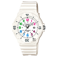 CASIO 卡西歐 迷你運動風指針手錶 新春送禮-彩色x白 LRW-200H-7BVDF