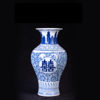 Ceramic Vase In Yiwu Blue And White Chinese Wedding Vase Chinese Word Xi Deal Gift Tabletop Vase