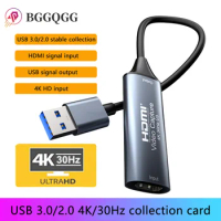 BGGQGG USB3.0/2.0 Video Capture Card 1080 HDMI-compatible 4K@30Hz Game Grabber Record for Switch Xbox PS4/5 Live Broadcast