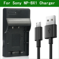 ที่ชาร์จ USB ขนาดเล็กบางเฉียบ, NP-BX1, สำหรับ Sony DSC-RX100 III (RX100 M3), HDR-AS10, HDR-AS15, HDR