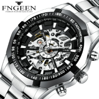 芬尊FNGEEN品牌新款大氣時尚鋼帶全自動鏤空機械男士手表