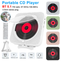 Portable CD Player With Bracket Wall Mounted Music Players Bluetooth 5.1 FM Radio Stereo Speaker CD Players With Remote Control
