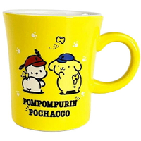 小禮堂 Sanrio大集合 日製 陶瓷馬克杯 咖啡杯 茶杯 陶瓷杯 金正陶器 (黃 棒球帽)