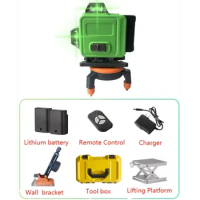 Green Light Concrete Professional 4d Elevation 90 Degree Laser Square Room 3 Line Building Outdoor Laser Level With Receiver