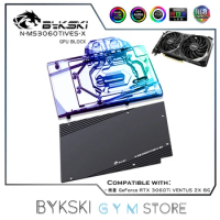Bykski GPU With Backplate Block For MSI RTX 3060Ti VENTUS 2X 8G Radiator,VGA Block,GPU Watercooler 12V/5V RGB N-MS3060TIVES-X