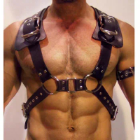 Gay Rave Harness Fetish Men Bondage Leather Harness Belt BDSM Gay Sexual Body Cage Punk Rave Gay Costume Sex Toys For Men