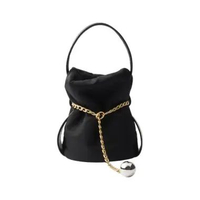 [9.9ANTI GAYA] Prada Petit Sac Noir Mini Re-Nylon and Nappa Leather Bucket Bag Black Black