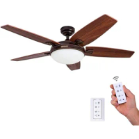 Honeywell Ceiling Fans Carmel, 48 Inch Contemporary Indoor LED Ceiling Fan with Light, Remote Control, Dual Mounting Options