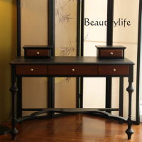 Republic of China Haipai Solid Wood Dressing Table Nanyang Retro Black Contrast Color Bedroom Makeup Table