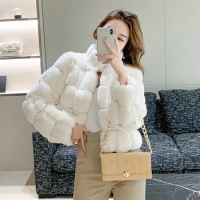 Coat for women autumn French lady style mink fur thickened temperament mid-length fur coat rabbit fur plush