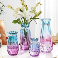 【滿299出貨】北歐創意玻璃花瓶彩色大號水培富貴竹百合花玫瑰客廳裝飾插花擺件