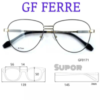 Frame kacamata minus Aviator GF FERRE swiss ORI Titanium Pria wanita