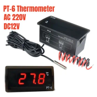 PT-6 -40~110C Digital Car Thermometer Vehicle Temperature Meter Monitor 12V 220V Automotive Thermometer with 2m NTC Sensor