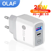 PD 25W Fast Charger 2 Ports USB Type C Charger Quick Charge 3.0 USB Wall Chargers Adapter For iPhone 14 13 12 Samsung Xiaomi