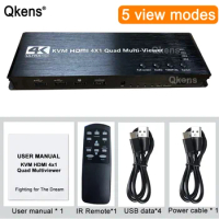 4K HDMI KVM Switch 4x1 Quad Multi Viewer 4 In 1 Out Seamless Switch Video Processor HDMI Multiviewer F 4 PC Share Mouse Keyboard