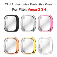 Screen Protector Case For Fitbit Versa 2/Versa 3/Versa 4 Soft TPU Full Cover Plated Bumper Shell For Fitbit Sense 2/Sense Case