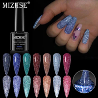 MIZHSE Reflective Diamond Glitter Nail Gel Polish Holographic Sparkling Crystal Rhinestones Sequins Gel For Manicure Nail Art