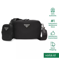 Prada [12.12 Dealcember] Brique Re-Nylon and Saffiano Leather Sling Bag Black