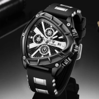 LIGE Brand Watch Triangle Big Dial Chronograph Quartz Watch Men Sports Watches Military Male Wrist Watch Clock Relogio Masculino