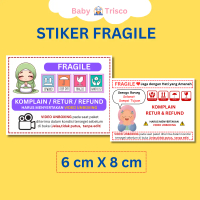 Stiker Fragile Video Unboxing25 lembar  Lucu Unik Custom Langsung Jadi 6x8 cm