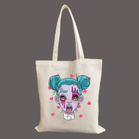 Psychedelic Pop Art Trippy Female Lucid Dream Canvas Shoulder Bag Eco Handbag Tote Reusable Shopper Bags Students Book Bag