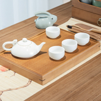 楠竹桌面收納柜雙層玄關小抽屜式首飾雜物家用實木日式茶餅收納盒